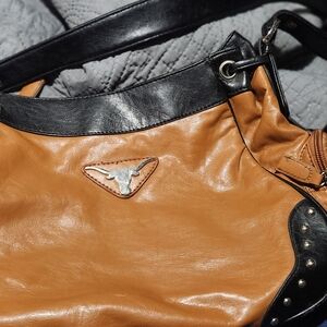 Black and Tan Leather Shoulder Bag